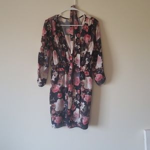 Pink and Black Floral Black